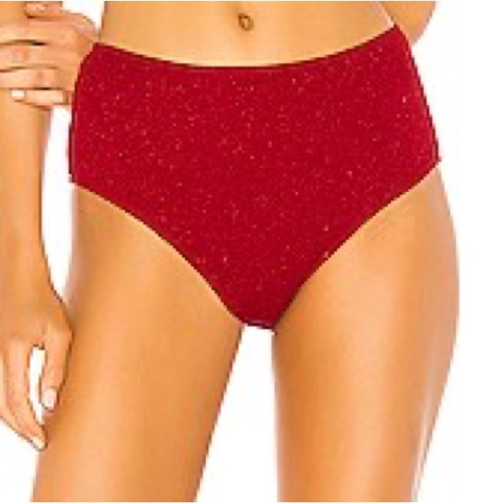Jade High Waisted Swim Bottom - REVOLVE / lovewave, red crimson + sparkle - NWT